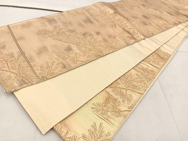 平和屋着物◎六通柄袋帯 枝松葉文 金糸 正絹 逸品 BAAW1087mz