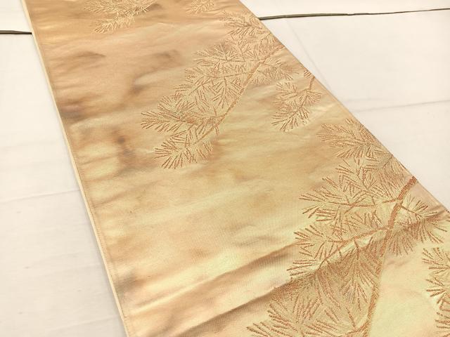 平和屋着物◎六通柄袋帯 枝松葉文 金糸 正絹 逸品 BAAW1087mz