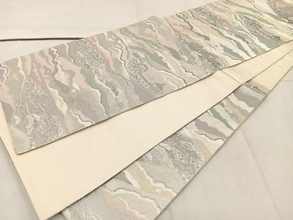 平和屋着物◎六通柄袋帯 近江百景 プラチナ箔本銀糸 正絹 逸品 BAAW1088mz