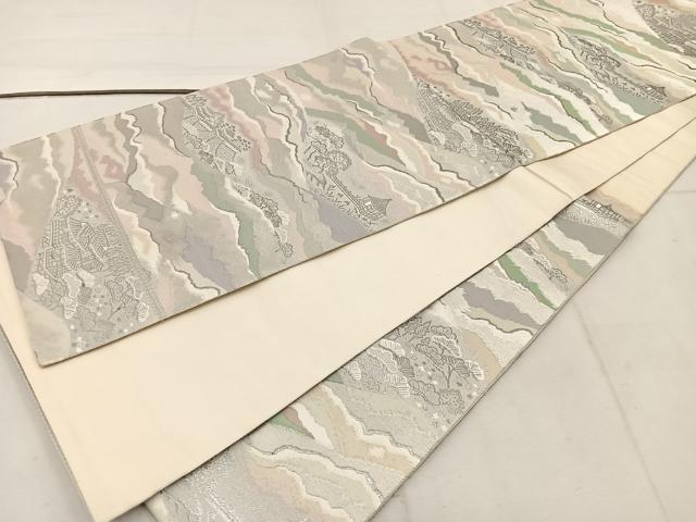 平和屋着物◎六通柄袋帯 近江百景 プラチナ箔本銀糸 正絹 逸品 BAAW1088mz