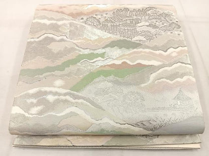 平和屋着物◎六通柄袋帯 近江百景 プラチナ箔本銀糸 正絹 逸品 BAAW1088mz