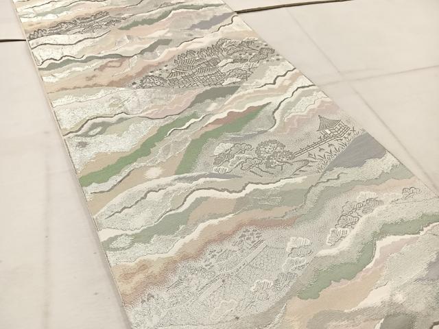 平和屋着物◎六通柄袋帯 近江百景 プラチナ箔本銀糸 正絹 逸品 BAAW1088mz