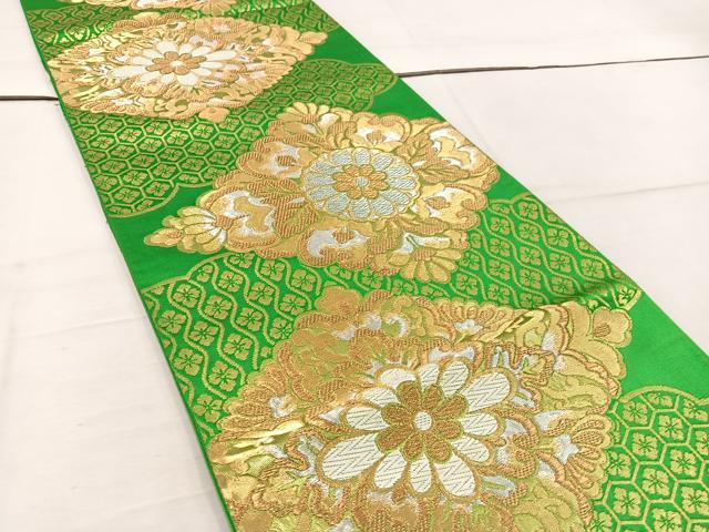ご確認用✨服部織物✨白鳥緞子✨六通袋帯 平和屋着物◎西陣 服部織物謹製 六通柄袋帯 新白鳥緞子 菊花