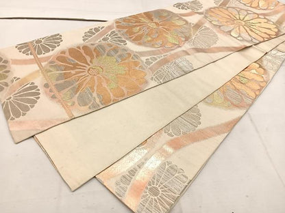 平和屋着物◎六通柄 京袋帯 本袋帯 菊 金銀糸 正絹 逸品 BAAW1099mz