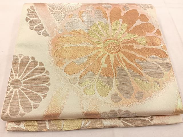 平和屋着物◎六通柄 京袋帯 本袋帯 菊 金銀糸 正絹 逸品 BAAW1099mz