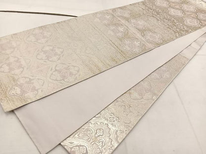 平和屋着物◎六通柄 本袋帯 草花文 金銀糸 正絹 逸品 BAAW1108mz
