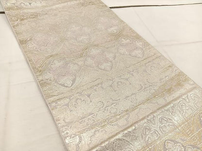 平和屋着物◎六通柄 本袋帯 草花文 金銀糸 正絹 逸品 BAAW1108mz