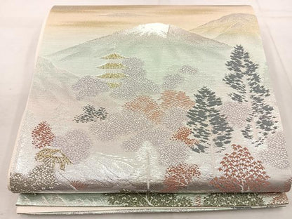 平和屋着物◎六通柄袋帯 京山水 プラチナ二重箔 正絹 逸品 BAAW1112mz