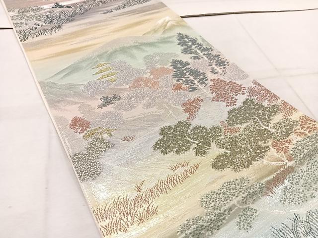 平和屋着物◎六通柄袋帯 京山水 プラチナ二重箔 正絹 逸品 BAAW1112mz