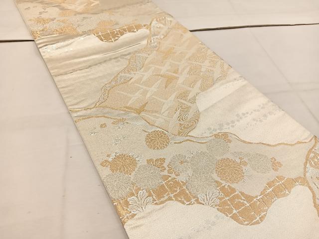平和屋着物◎六通柄袋帯 飛鶴花文 金銀糸 正絹 逸品 BAAW1118mz