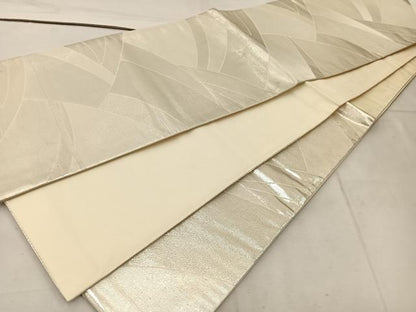 平和屋着物◎六通柄袋帯 幾何学文様 銀糸 正絹 逸品 BAAW1120mz