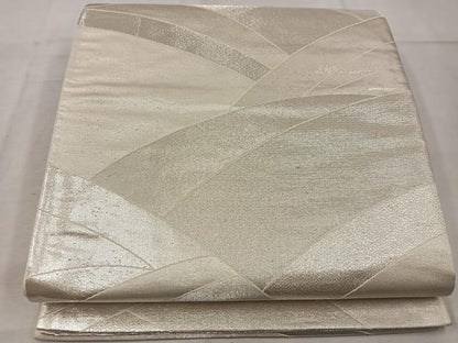 平和屋着物◎六通柄袋帯 幾何学文様 銀糸 正絹 逸品 BAAW1120mz