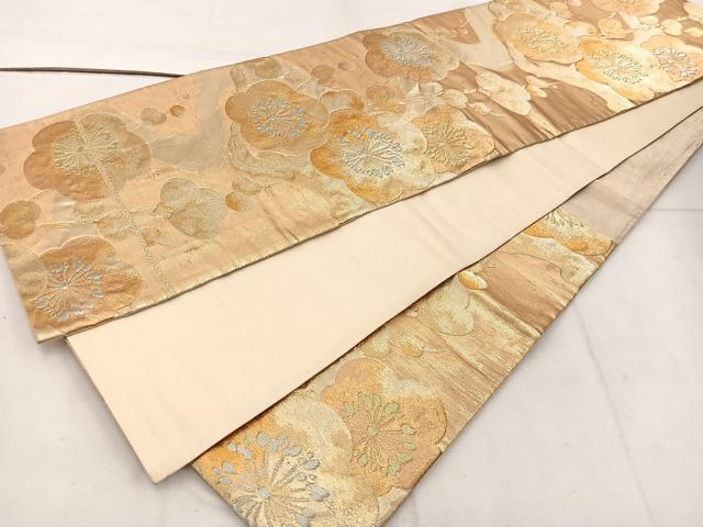 平和屋着物◎六通柄袋帯 枝梅文 金銀糸 正絹 逸品 BAAW1127mz