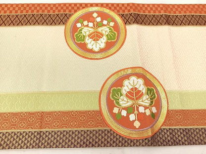平和屋着物◎太鼓柄袋帯　桐　金銀糸　正絹　逸品　BAAW1131mz