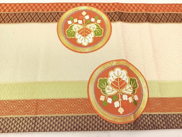 平和屋着物◎太鼓柄袋帯　桐　金銀糸　正絹　逸品　BAAW1131mz