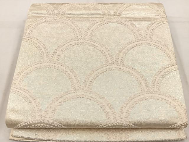 平和屋着物◎六通柄袋帯　青海波花文　銀糸　正絹　逸品　BAAW1132mz