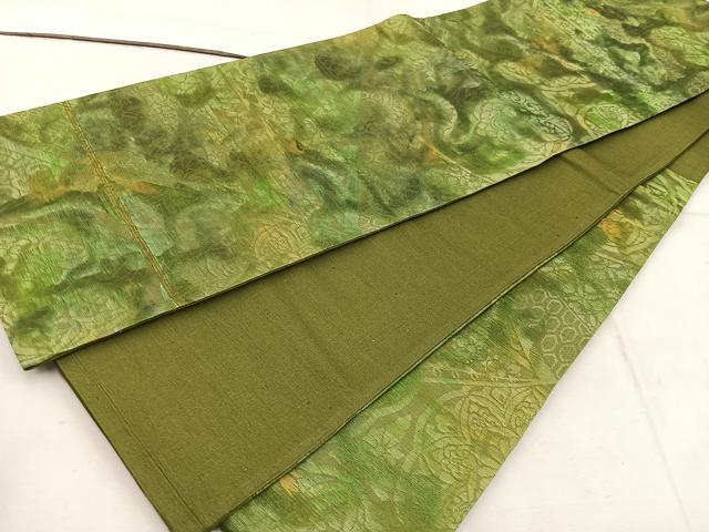 平和屋着物◎六通柄袋帯　草花文　引箔　正絹　逸品　BAAW1136mz