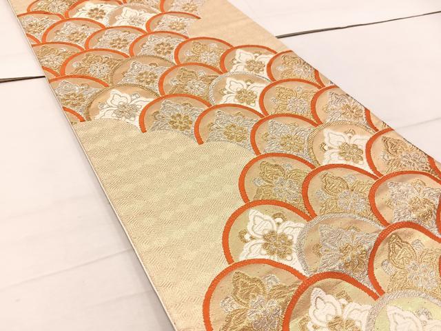 平和屋着物◎六通柄袋帯　青海波花文　金銀糸　正絹　逸品　BAAW1141mz