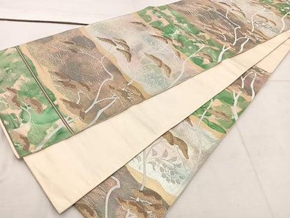 平和屋着物◎六通柄袋帯　枝松文　金銀糸　引箔　正絹　逸品　BAAW1150mz