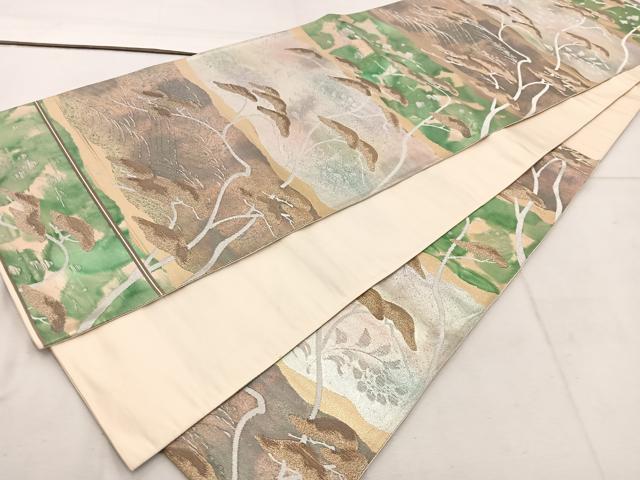 平和屋着物◎六通柄袋帯　枝松文　金銀糸　引箔　正絹　逸品　BAAW1150mz