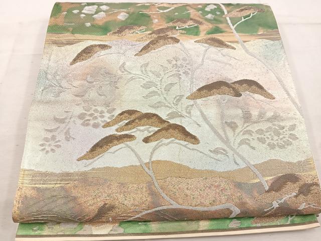 平和屋着物◎六通柄袋帯　枝松文　金銀糸　引箔　正絹　逸品　BAAW1150mz