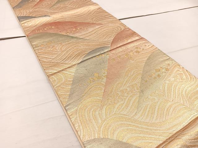 平和屋着物◎六通柄袋帯　遠山文　金糸　正絹　逸品　BAAW1153mz