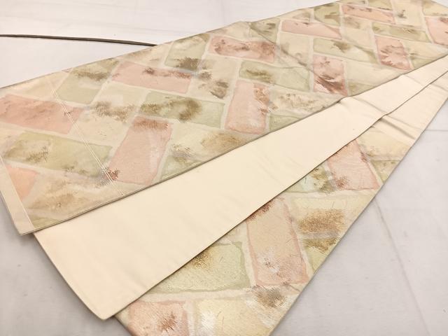 平和屋着物◎六通柄袋帯　檜垣　金銀糸　引箔　正絹　逸品　BAAW1161mz