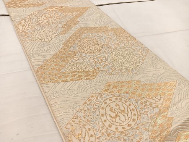 平和屋着物◎六通柄　本袋帯　松皮菱花文　金糸　正絹　逸品　BAAW1164mz