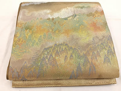 平和屋着物◎六通柄袋帯　高野山　金糸　引箔　正絹　逸品　BAAW1169mz