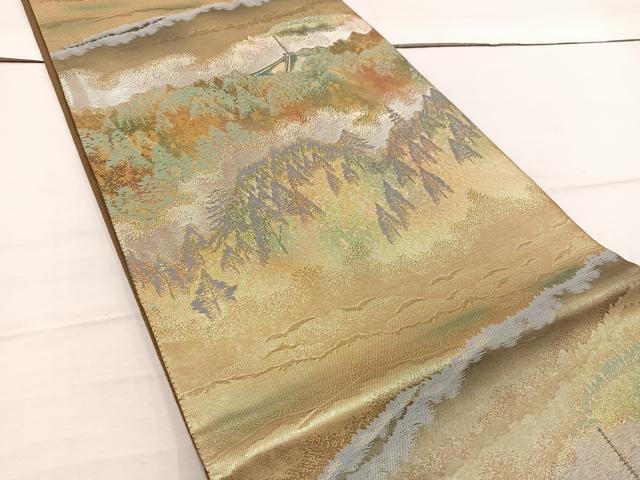 平和屋着物◎六通柄袋帯　高野山　金糸　引箔　正絹　逸品　BAAW1169mz