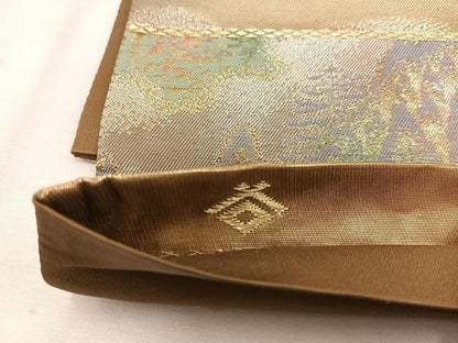 平和屋着物◎六通柄袋帯　高野山　金糸　引箔　正絹　逸品　BAAW1169mz