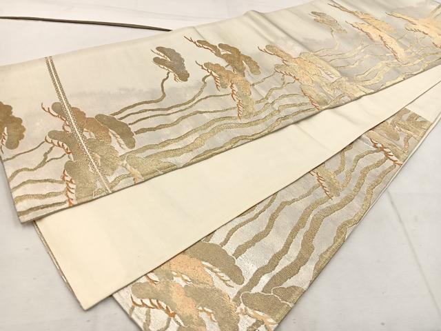 平和屋着物◎西陣　六通柄袋帯　松　金糸　正絹　逸品　BAAW1174mz