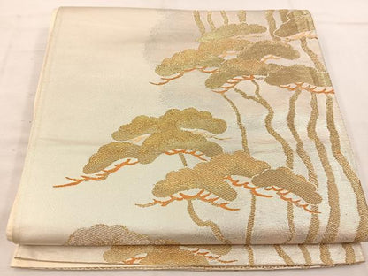 平和屋着物◎西陣　六通柄袋帯　松　金糸　正絹　逸品　BAAW1174mz