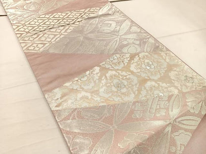 平和屋着物◎六通柄袋帯　宝尽くし花文　銀糸　正絹　逸品　BAAW1186mz