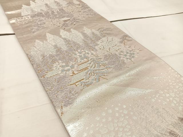 平和屋着物◎六通柄袋帯　樹林風景文　金銀糸　正絹　逸品　BAAW1193mz