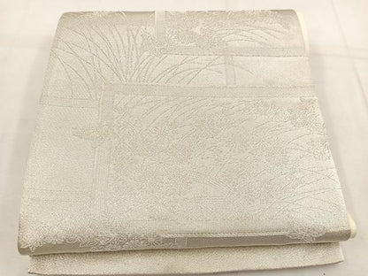 平和屋着物◎六通柄袋帯 佐賀つづれ織 菊花文 銀糸 正絹 逸品 BAAW1277mz