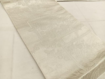 平和屋着物◎六通柄袋帯 佐賀つづれ織 菊花文 銀糸 正絹 逸品 BAAW1277mz
