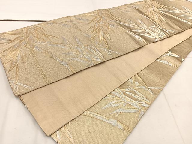 平和屋着物◎六通柄袋帯 笹竹文 金銀糸 正絹 逸品 BAAW1278mz