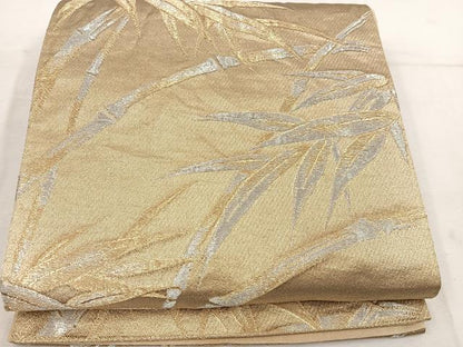 平和屋着物◎六通柄袋帯 笹竹文 金銀糸 正絹 逸品 BAAW1278mz