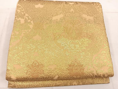 平和屋着物◎六通柄袋帯 更紗花文 金糸 正絹 逸品 BAAW1284mz