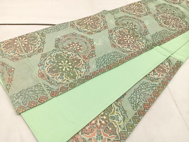 平和屋着物◎六通柄袋帯　正倉院花文　正絹　逸品　BAAW1308mz