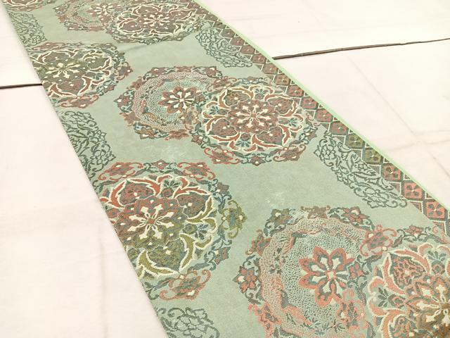 平和屋着物◎六通柄袋帯　正倉院花文　正絹　逸品　BAAW1308mz