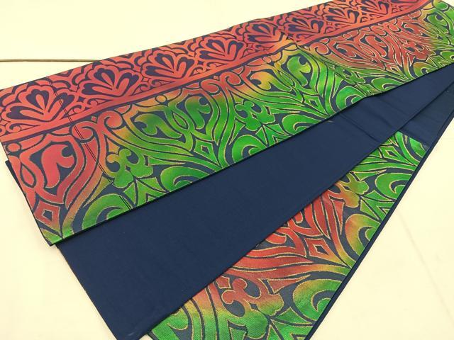 平和屋着物◎六通柄袋帯　幾何学文様　金糸　引箔　正絹　逸品　BAAW1309mz