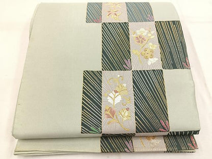 平和屋着物◎六通柄袋帯　枝花文　金銀糸　正絹　逸品　BAAW1312mz