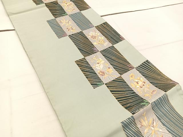 平和屋着物◎六通柄袋帯　枝花文　金銀糸　正絹　逸品　BAAW1312mz