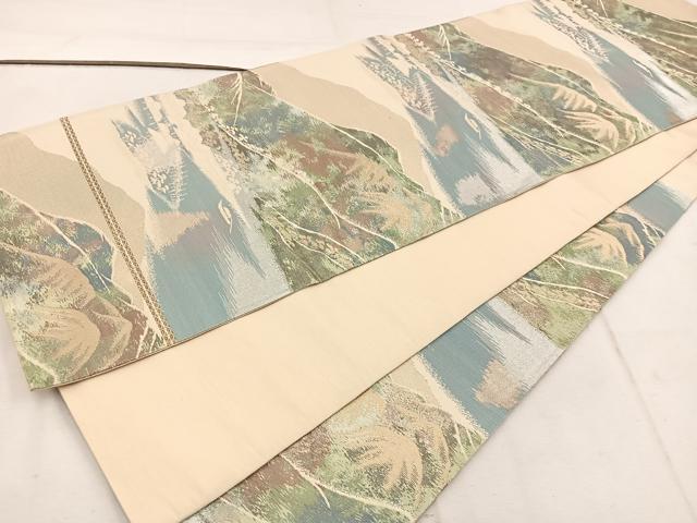 平和屋着物◎六通柄袋帯　遠山風景文　金銀糸　正絹　逸品　BAAW1314mz