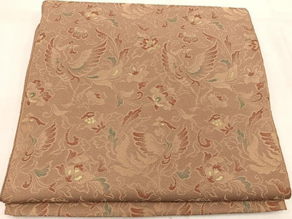平和屋着物◎六通柄　京袋帯　鳳凰花唐草文　金糸　正絹　逸品　BAAW1318mz