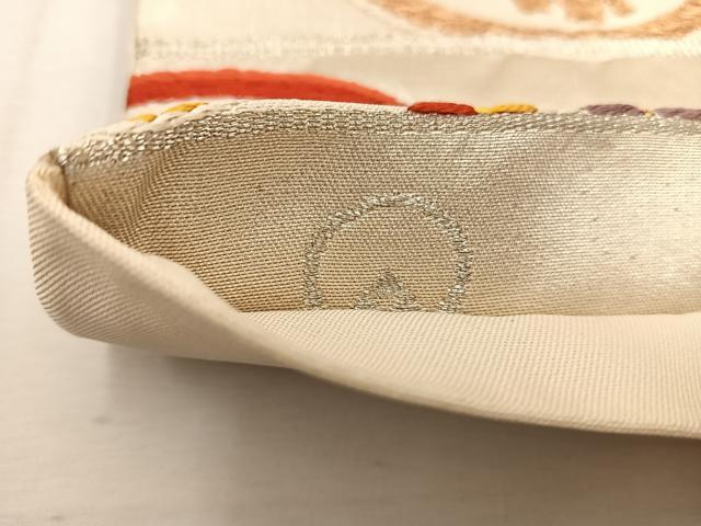平和屋着物◎六通柄袋帯 唐織 花蝶丸文 金銀糸 鈴乃屋扱い 正絹 逸品 BAAW1322mz
