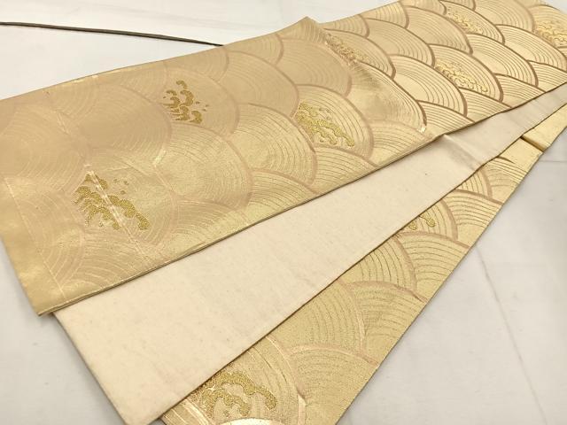 平和屋着物◎六通柄袋帯　立波文　金糸　正絹　逸品　BAAW1328mz