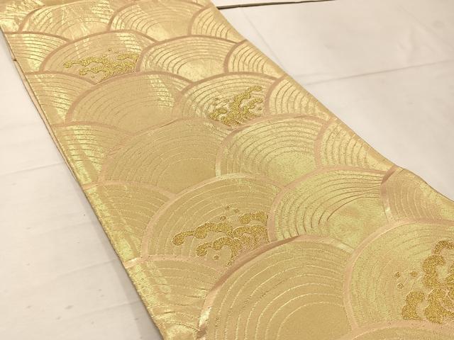 平和屋着物◎六通柄袋帯　立波文　金糸　正絹　逸品　BAAW1328mz
